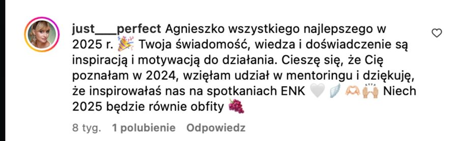 Opinia z Instagrama o mentoringu